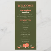 Retro-Blumen Hochzeit im Vintage-Garten-Stil Programm (Vorderseite)