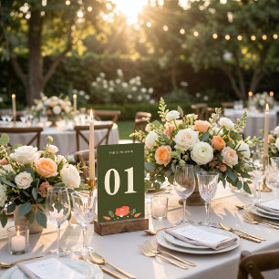 Retro-Blumen Hochzeit im Vintage-Garten-Stil Tischnummer