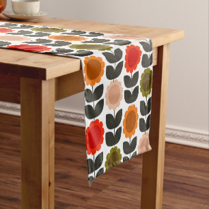 Retro-Blumen im Mid-Century-Modern-Stil Kurzer Tischläufer