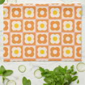 Retro-Blumen-Karomuster Gelb, Orange Geschirrtuch (Gefaltet)