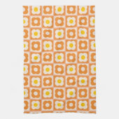Retro-Blumen-Karomuster Gelb, Orange Geschirrtuch (Vertikal)