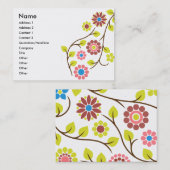 Retro Blumen-Kontakt-Karte Visitenkarte (Vorne/Hinten)