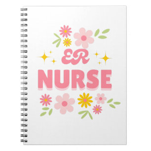 Retro-Blumen-Krankenschwester auf der Notfallstati Notizblock