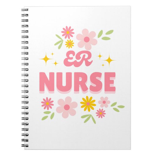 Retro-Blumen-Krankenschwester auf der Notfallstati Notizblock (Vorderseite)