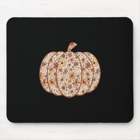 Retro-Blumen-Kürbis-Dankfest-Herbst-Herbst-Stimmun Mousepad (Vorne)