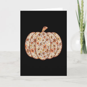 Retro-Blumen-Kürbis-Erntedank-Herbst-Stimmung Karte