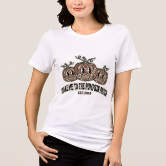 Retro-Blumen-Kürbisfeld-Herbst-T-Shirt Tri-Blend Shirt