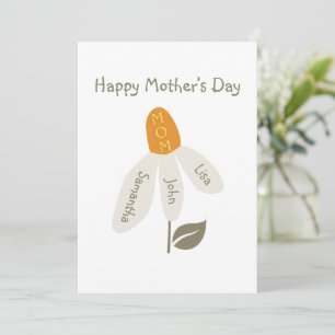 Retro-Blumen-Mama, Kinder Namen, Mutter, Individue Feiertagskarte