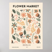 Retro Blumen Market Berlin Farbenfrohe Blumen Poster (Vorne)