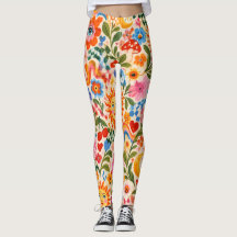 Retro-Blumen-Maximalist-Leggings in Farbe