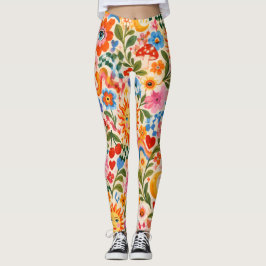Retro-Blumen-Maximalist-Leggings in Farbe Leggings
