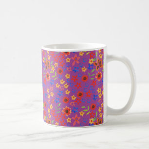 Retro-Blumen-Miniprint auf Magenta-Kaffeetasse Kaffeetasse