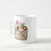 Retro-Blumen mit einer positiven Botschaft sind fr Kaffeetasse (Vorderseite Links)
