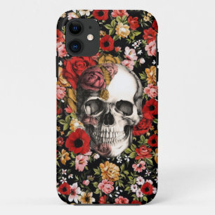 Retro Blumen mit Schädelmuster Case-Mate iPhone Hülle