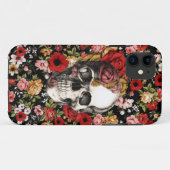 Retro Blumen mit Schädelmuster Case-Mate iPhone Hülle (Rückseite (Horizontal))