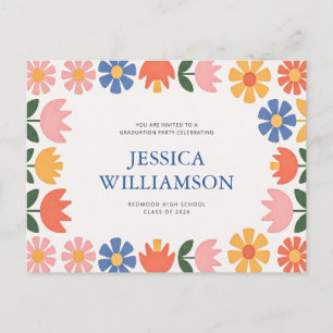 Retro-Blumen-Moderne-Schrift Graduations-Dankeschö Postkarte