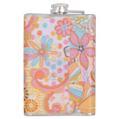Retro-Blumen-Monogramm Groovy-Muster Flachmann (Rückseite)