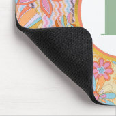 Retro-Blumen-Monogramm Groovy-Muster Mousepad (Ecke)