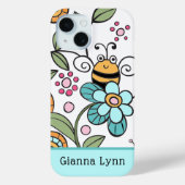 Retro-Blumen-Monogramm mit Hummel-Muster Case-Mate iPhone Hülle (Rückseite)