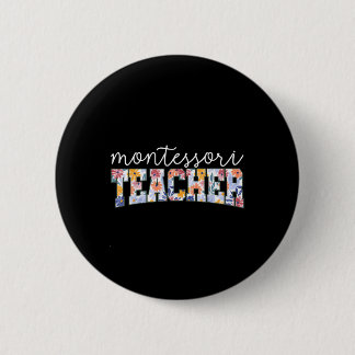 Retro-Blumen-Muster-Montessori-Lehrer-Dozent-Erzie Button