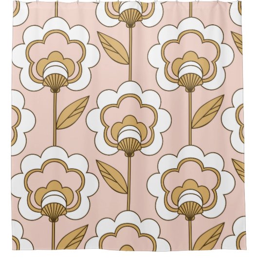 Retro Blumen: nahtlos Vintages Muster. Duschvorhang (Vorderseite)