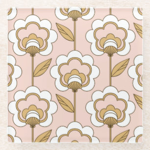 Retro Blumen: nahtlos Vintages Muster. Glasuntersetzer