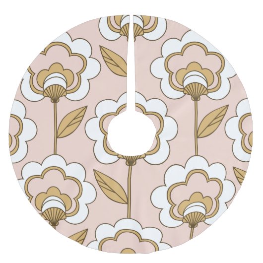 Retro Blumen: nahtlos Vintages Muster. Polyester Weihnachtsbaumdecke (Vorderseite)