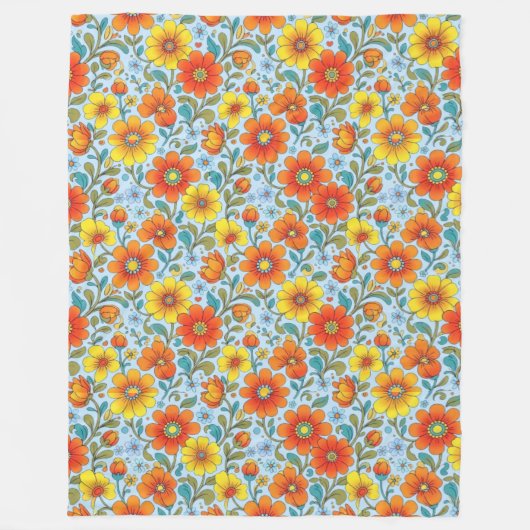 Retro-Blumen-Nahtloses Muster Fleecedecke (Vorderseite)