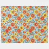 Retro-Blumen-Nahtloses Muster Fleecedecke (Vorderseite (Horizontal))