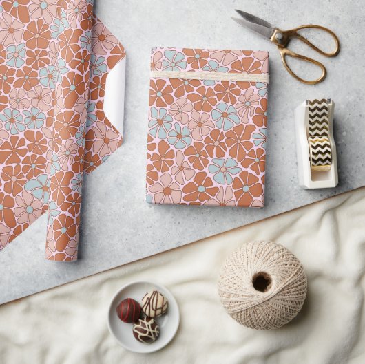 Retro-Blumen-Nahtloses Muster Geschenkpapier (Kunsthandwerk)