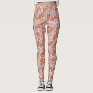 Retro-Blumen-Nahtloses Muster Leggings