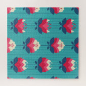 Retro-Blumen nahtloses Muster. Puzzle (Horizontal)