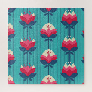 Retro-Blumen nahtloses Muster. Puzzle