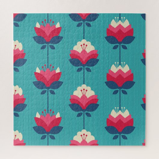Retro-Blumen nahtloses Muster. Puzzle (Vertikal)