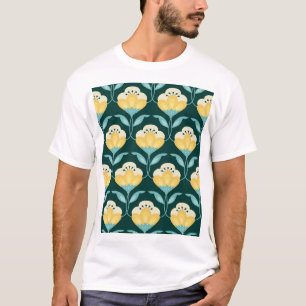 Retro-Blumen-Nahtloses-Vintage-Muster T-Shirt