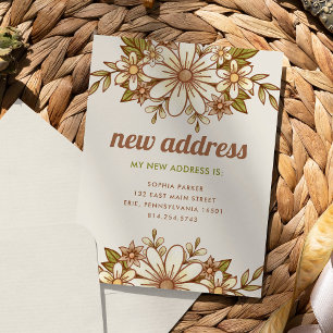 Retro-Blumen   Neue Adress-Mitteilung zum Umzug Postkarte
