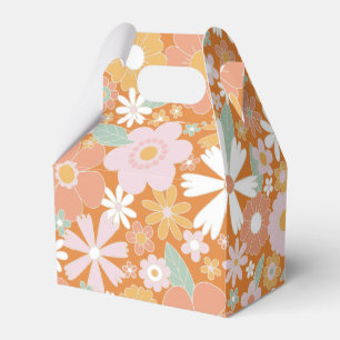 Retro-Blumen orange-pinke Geburtstags Geschenkschachtel