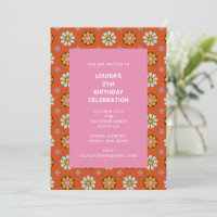 Retro-Blumen-Orange-Rosa 21. Geburtstagsfeier