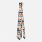Retro-Blumen-Patchwork in Rosa und Blau Krawatte (Vorderseite)