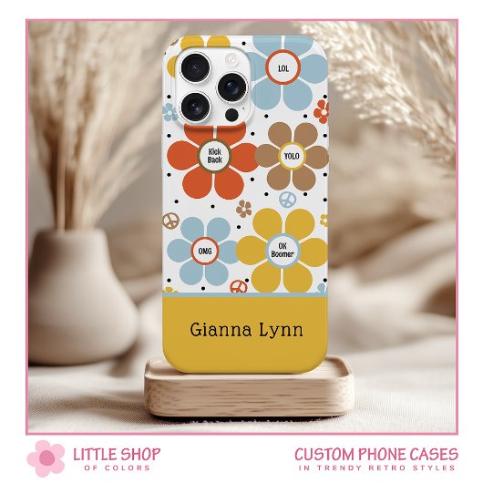 Retro-Blumen-Power-Monogramm Case-Mate iPhone Hülle