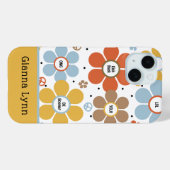 Retro-Blumen-Power-Monogramm Case-Mate iPhone Hülle (Rückseite (Horizontal))