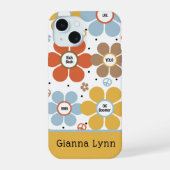 Retro-Blumen-Power-Monogramm iPhone 15 Hülle (Rückseite)