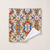 Retro-Blumen-Regenbogen Mitte des Jahrhunderts mod Badhandtuch Set (Waschlappen)