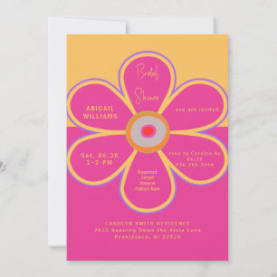 Retro-Blumen-Rosa-Spaß-Brautjunggesellinnenabschie Einladung