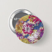 Retro, Blumen, rote Blume, Blumenstrauß, blaue Blu Button (Vorne & Hinten)
