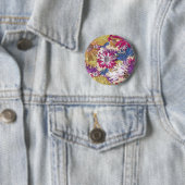 Retro, Blumen, rote Blume, Blumenstrauß, blaue Blu Button (Beispiel)