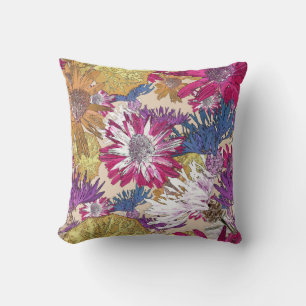 Retro, Blumen, rote Blume, Blumenstrauß, blaue Blu Kissen