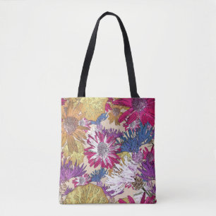 Retro, Blumen, rote Blume, Blumenstrauß, blaue Blu Tasche