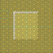 Retro-Blumen-Sechseckmuster - Gelb und Blau Stoff (Kachel)