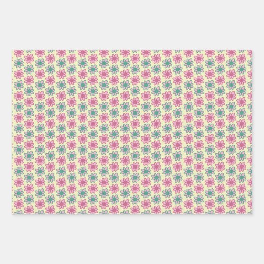 Retro-Blumen-Sommer Geschenkpapier Set (Vorderseite)